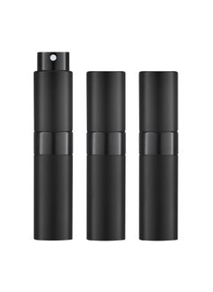 LISAPACK 8ML Atomizer Perfume Spray Bottle for Travel (3 PCS) Empty Cologne Dispenser, Portable Sprayer (Black)