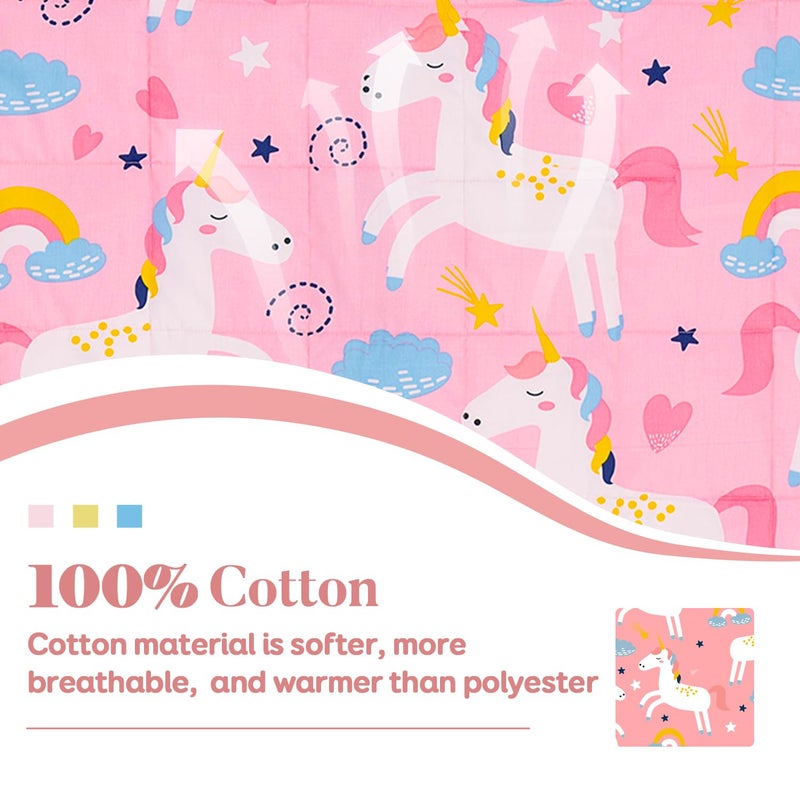 Sivio Weighted Blanket | 100% Cotton & Premium Glass Beads | 36"x 48" 5lbs | Washable Breathable Heavy Cooling Blanket for Hot & Cold| Pink Unicorn - Image 3