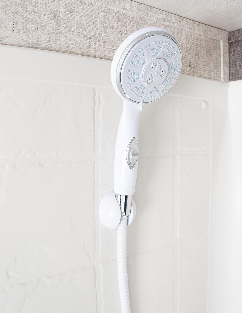 Camco RV Shower Head - Features Convenient On/Off Switch & 5 Different Spray Patterns - Designed to Conserve Potable Water - Simple to Clean w/Rubber Spray Tips - White (43711) - Image 3