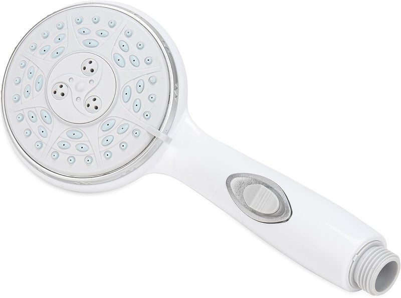 Camco RV Shower Head - Features Convenient On/Off Switch & 5 Different Spray Patterns - Designed to Conserve Potable Water - Simple to Clean w/Rubber Spray Tips - White (43711) - Image 1