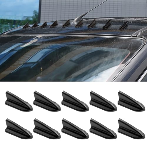 ijuicy 10 PCS Car Diffuser Shark Fin Antenna Roof Wing Air Vortex Generator Waterproof and SunProof SelfAdhesive Tail Wing Aerodynamic Spoiler Antenna Universal for Cars Glossy Black - Image 1