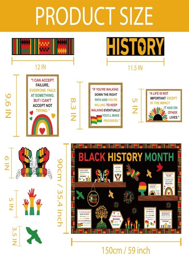 Joffetii Black History Month Bookshelf Bulletin Board Decorations Set Black Inspirational Cutouts with Bulletin Border African American Motivational Classroom Decorations for Chalkboard Wall Door Home Office - Image 2