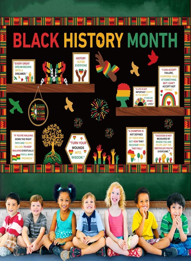 Joffetii Black History Month Bookshelf Bulletin Board Decorations Set Black Inspirational Cutouts with Bulletin Border African American Motivational Classroom Decorations for Chalkboard Wall Door Home Office - Image 5