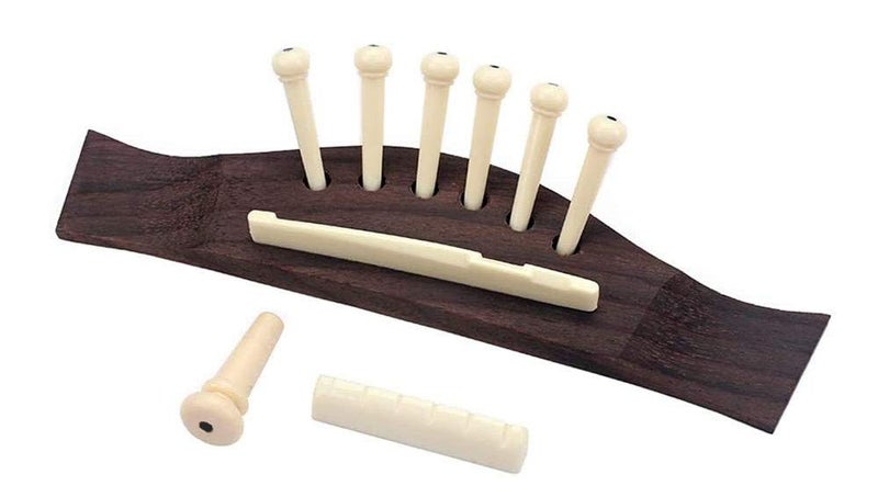 Jiayouy 6 String Acoustic Guitar Rosewood Bridge Saddle Nut Pins Set Including Bridge & Six Bridge Pins & End Pin & Saddle and Nut Replacement Parts - Style B, Beige - Image 5