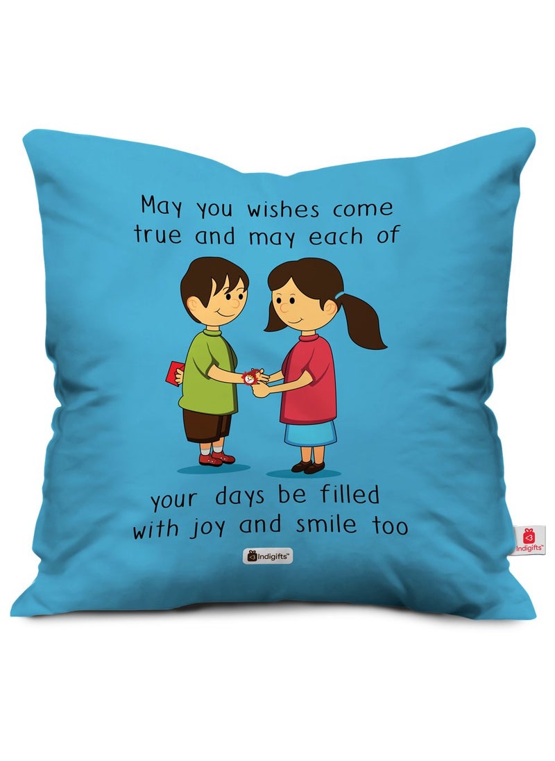 Indigifts Indigifts Blessing from Sis Quote Printed Gift Set of Cus 12"X12" with Filler Mug 330 Ml Rudraksha Rakhi Greeting Card-Raksha Bandhan Gift, Cushion-Mug Combo, Best Rakhi Gift for Brother  - Image 5