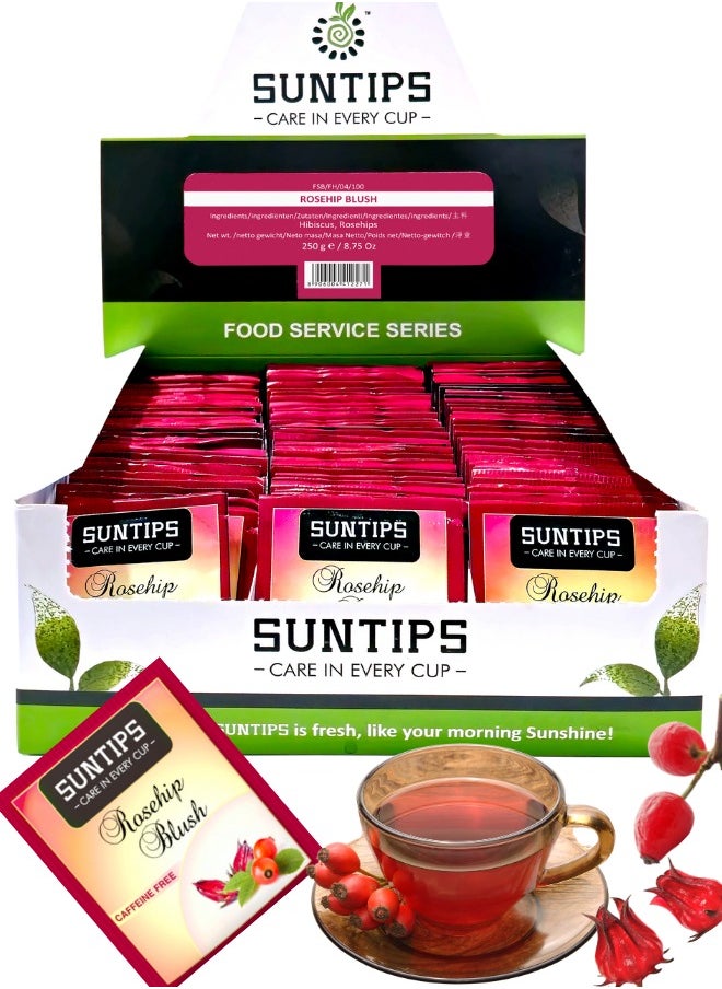 SUNTIPS Herbal Rosehip Hibiscus Tea - Caffeine-Free - Natural Immune Boosting Tea, 100 Tea Bags for Detox, Wellness, Refreshing and Healthy Hydration, Relaxing Tea  - Image 1