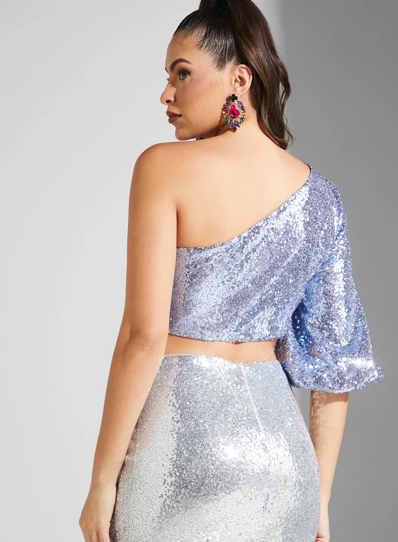 Ella Limited Edition One Shoulder Sequenced Top