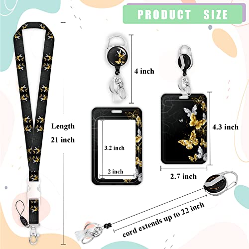 Boutilon ID Badge Holder with Lanyard,Retractable ID Badge Card Holders Detachable Neck Lanyard Strap with Badge Reel and Vertical ID Holder for Nurse Students Teachers Office Staff(Butterfly) - Image 5