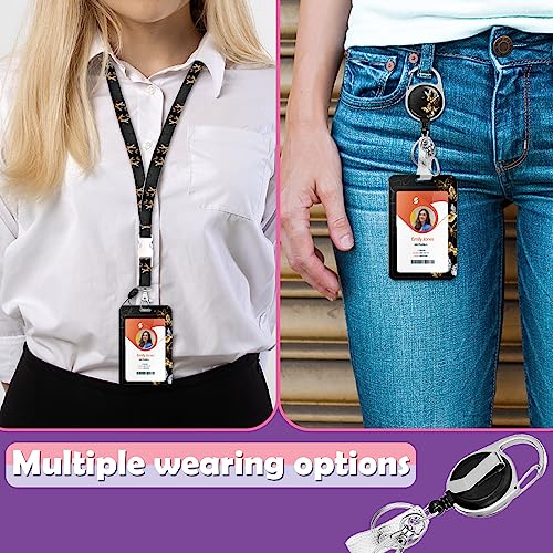 Boutilon ID Badge Holder with Lanyard,Retractable ID Badge Card Holders Detachable Neck Lanyard Strap with Badge Reel and Vertical ID Holder for Nurse Students Teachers Office Staff(Butterfly) - Image 2