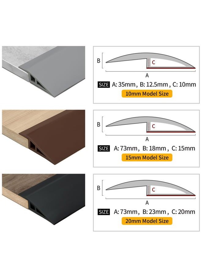 BNELL Carpet & Floor Edging Trim Strip,Self Adhesive-PVC Floor Transition Strip,Threshold Transitions Suitable for Threshold Height Less Than 20mm (6.56FT_Black) - Image 4