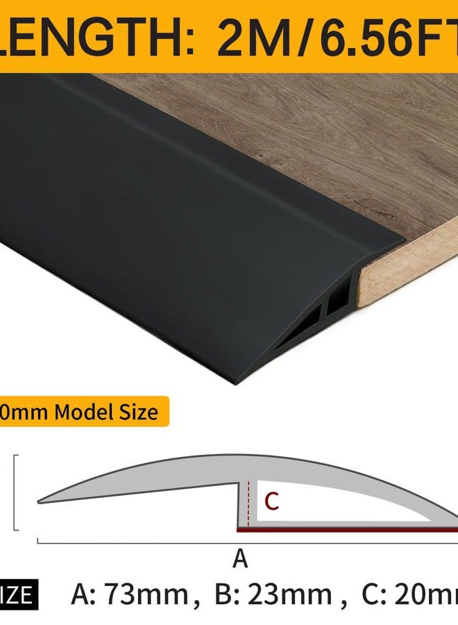 BNELL Carpet & Floor Edging Trim Strip,Self Adhesive-PVC Floor Transition Strip,Threshold Transitions Suitable for Threshold Height Less Than 20mm (6.56FT_Black) - Image 2