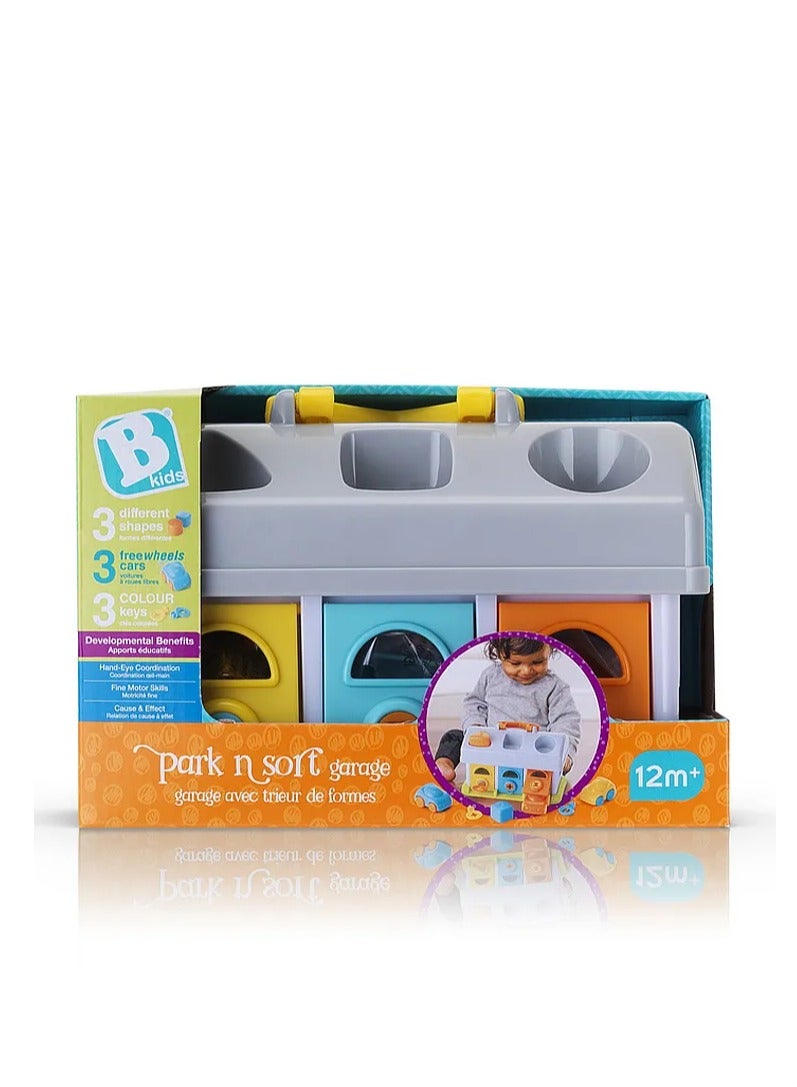 Bkids Park 'N Sort Garage Set for Toddlers - Shape Sorter with Keys & Cars, Learning Toy, 12M - Image 5