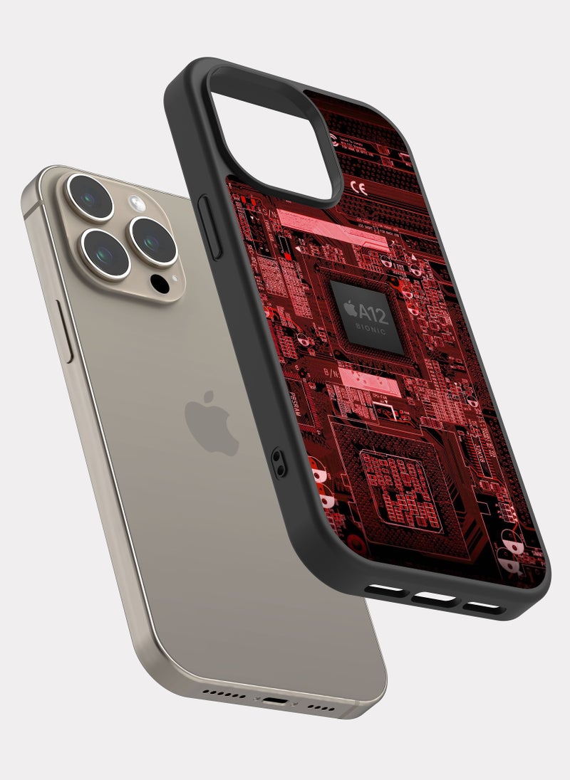 بكسلات كفر ايفون 15 برو ماكس مهندس معالج مذربورد احمر - Image 2