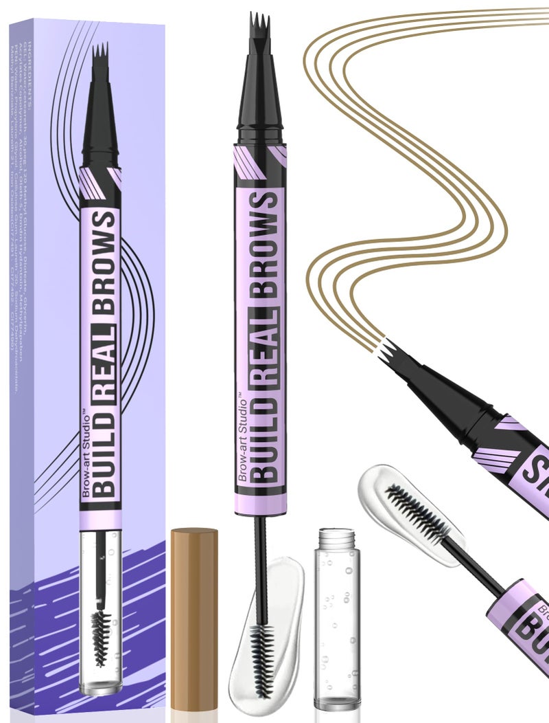iMethod Eyebrow Pen and Eyebrow Gel - Eyebrow Pencils for Women with 4-Fork-Tip & Brow Gel Clear, Magical 2-in-1 Dual-Ended Brow Pen for Fuller-Looking Defined Brows, Stay All Day, Light Brown - Image 1