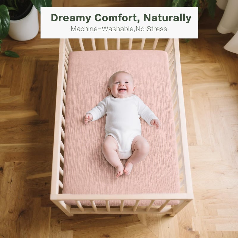 Coreeky Muslin Bedside Sleeper Bassinet Fitted Sheets, 3 Pack Cotton Baby Sheet for Boys & Girls, Soft, Compatible with Baby Delight, Dream On Me, AMKE and Other Rectangle Mattress (Daisy Petal) - Image 2