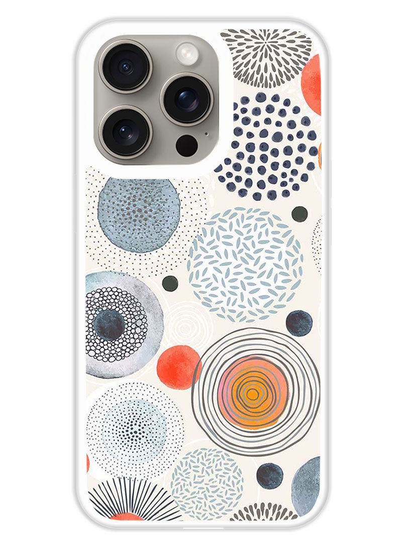 Theodor Protective Case Cover For APPLE IPHONE 15 Pro Max Circle Patterns Colourful (White Bumper) - Image 1