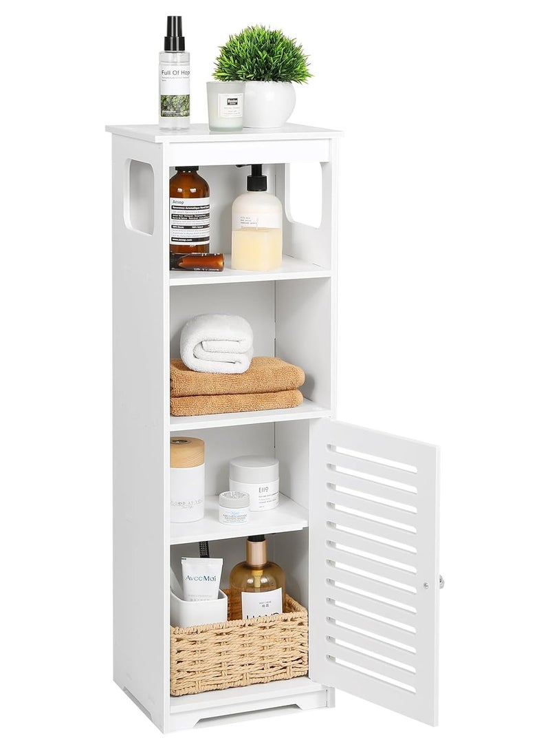 TPGP Small Bathroom Storage Cabinet, PVC White Floor Standing Storage Cabinet, Home Storage Furniture Shelf, Suitable for Toilet, Bedroom, Kitchen, and Living Room - Image 1