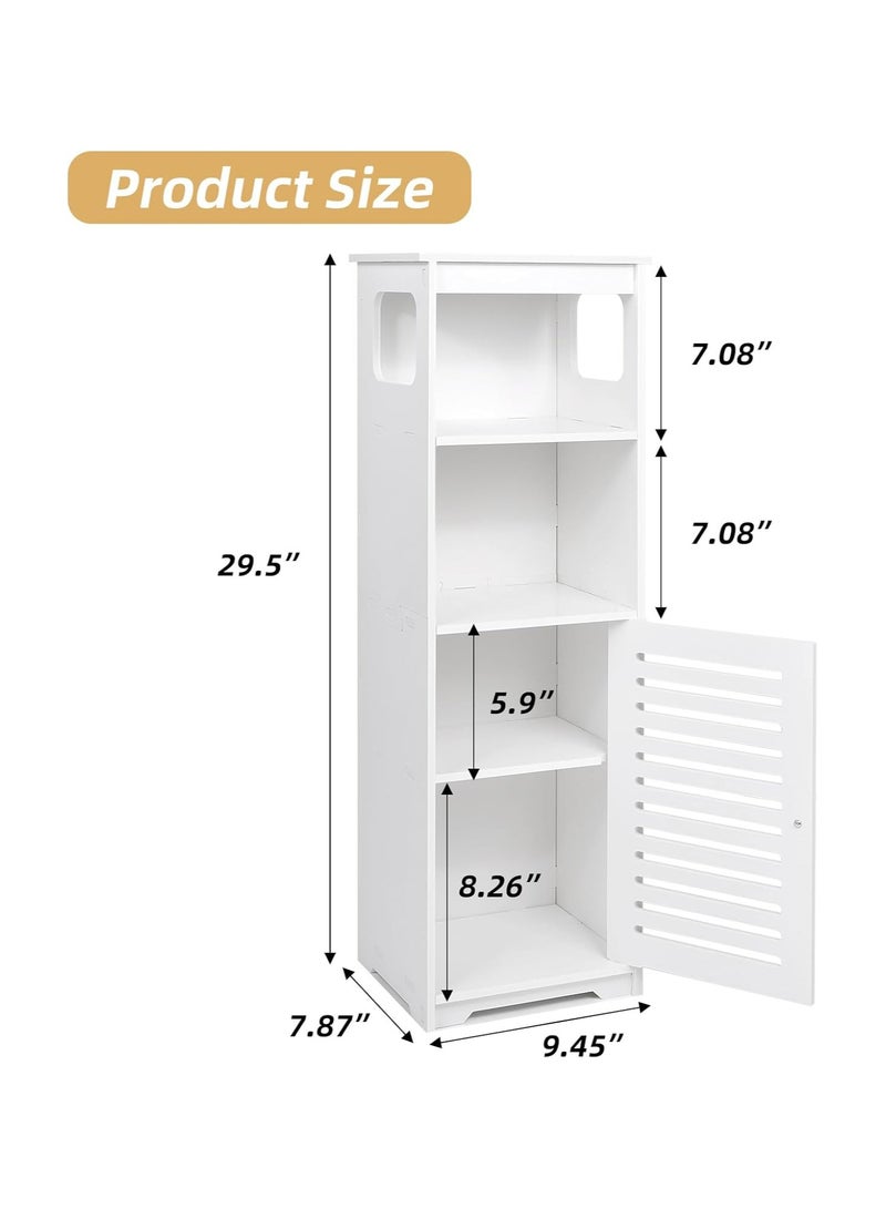 TPGP Small Bathroom Storage Cabinet, PVC White Floor Standing Storage Cabinet, Home Storage Furniture Shelf, Suitable for Toilet, Bedroom, Kitchen, and Living Room - Image 2