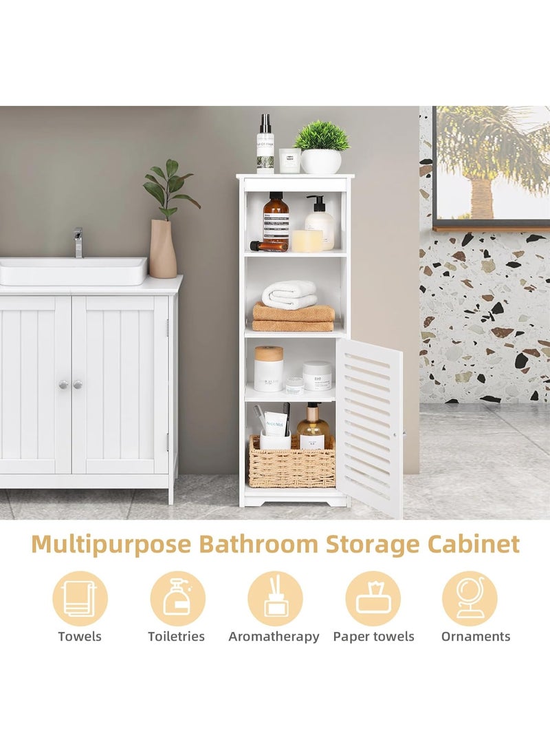 TPGP Small Bathroom Storage Cabinet, PVC White Floor Standing Storage Cabinet, Home Storage Furniture Shelf, Suitable for Toilet, Bedroom, Kitchen, and Living Room - Image 5