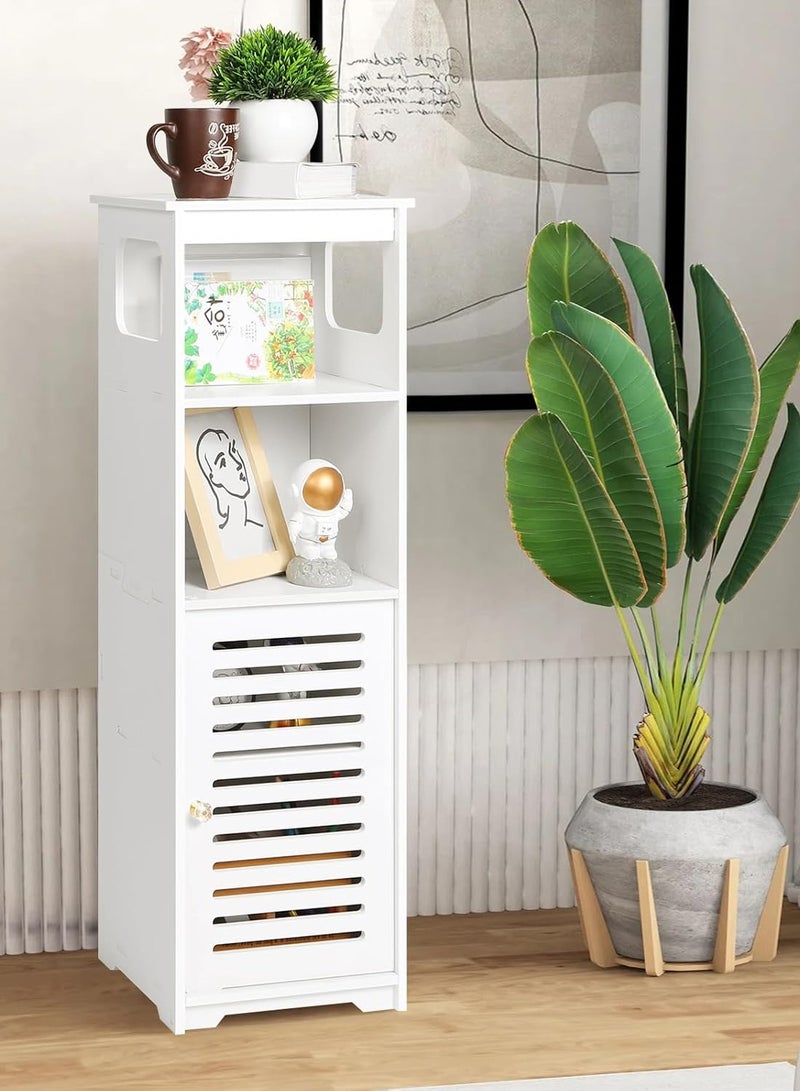 TPGP Small Bathroom Storage Cabinet, PVC White Floor Standing Storage Cabinet, Home Storage Furniture Shelf, Suitable for Toilet, Bedroom, Kitchen, and Living Room - Image 4
