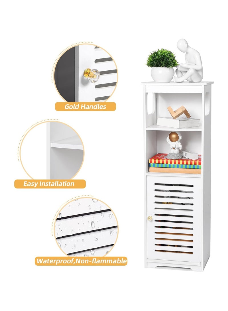 TPGP Small Bathroom Storage Cabinet, PVC White Floor Standing Storage Cabinet, Home Storage Furniture Shelf, Suitable for Toilet, Bedroom, Kitchen, and Living Room - Image 3