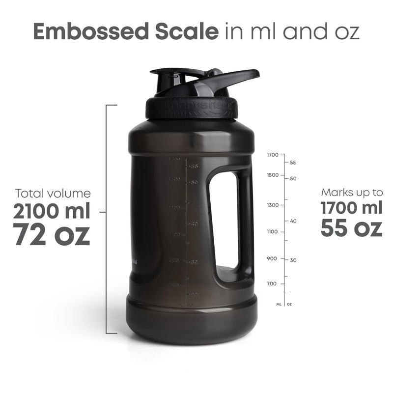 Smartshake Ultimate Jug 2100ml / 72 oz | Leak Proof Screw on lid - BPA Free, Sports Water Bottle - Perfect for Gym - 2.1 Litre Large Clear Container Sports Bottle - Black - Image 3