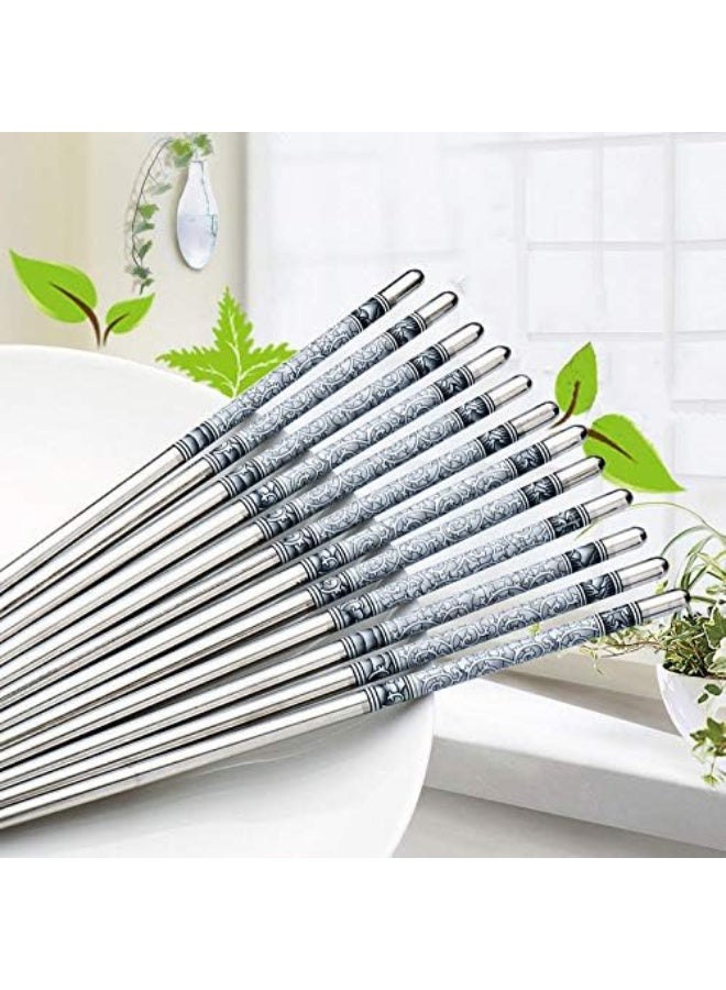 23cm Reusable Metal Chopsticks Made of Stainless Steel, Lightweight, Durable and Easy to Use for Noodles, Sushi and BBQ Food (5 Pairs) - Image 2