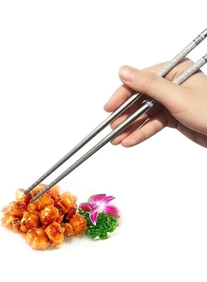 23cm Reusable Metal Chopsticks Made of Stainless Steel, Lightweight, Durable and Easy to Use for Noodles, Sushi and BBQ Food (5 Pairs) - Image 5