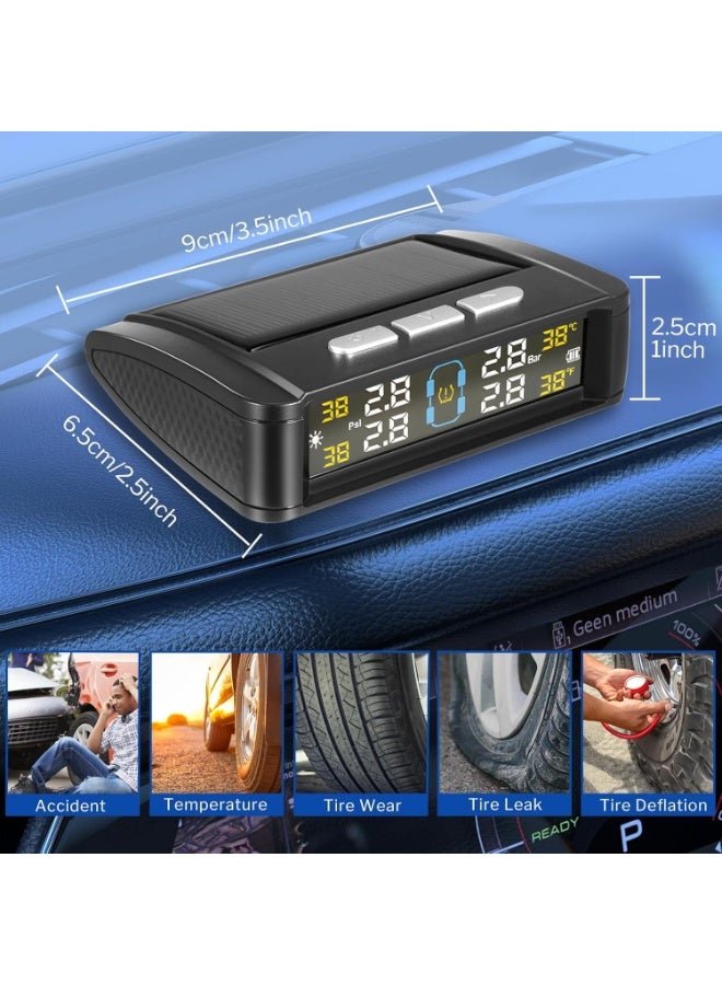 Arabest Tyre Pressure Monitoring System TPMS, Solar Wireless Tire Pressure Gauge with 4 External Sensors, USB/Solar Charging, 0-5 Bar 72 PSI Range, Universal Fit for Car SUV Van Trailer - Image 2