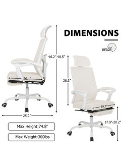 Mesh Ergonomic Office Chair with Footrest Home Office Desk Chair with Headrest and Backrest Adjustable Computer Executive Desk Chair with Wheels 360 Swivel Task Chair - pzsku/Z802813054CA462714667Z/45/_/1740041418/aa82a248-7fa2-47b3-a13e-8cb573595e94