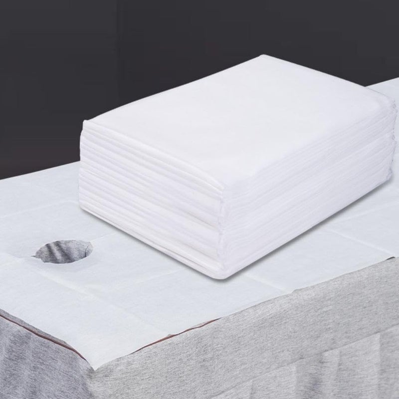 UREVO 50Pcs Disposable Massage Table Sheets with Face Hole - Waterproof & Oil-Resistant Non-Woven Bed Covers for Spa and Beauty Treatments - Image 5