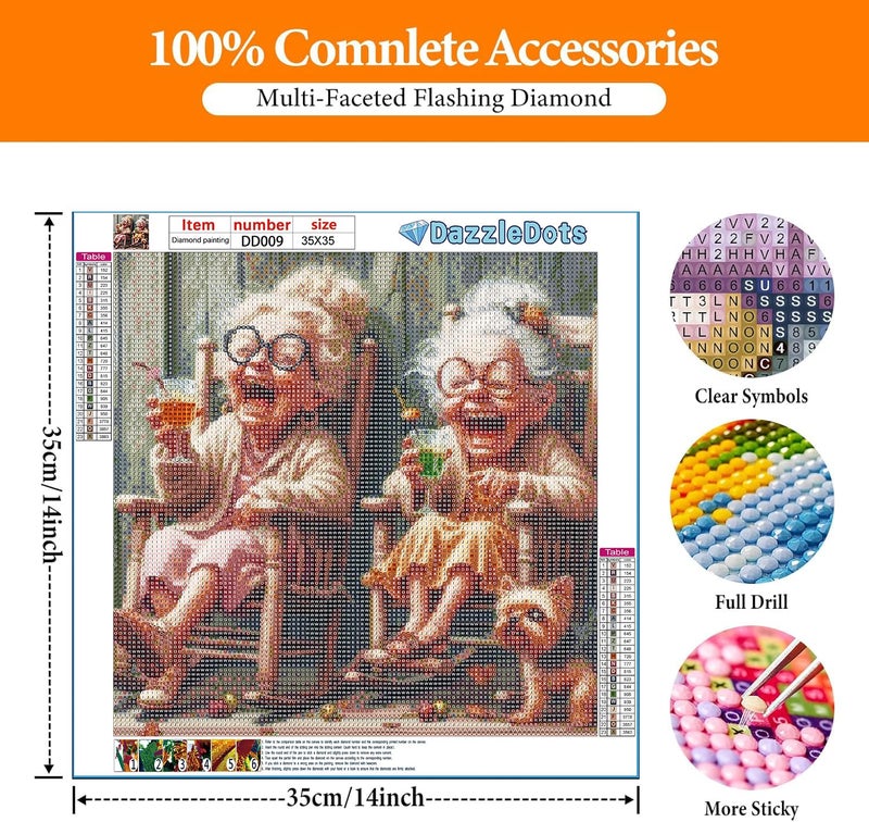 DAZZLEDOTS Diamond Art Kits for Adults, Mosaic Grandma Diamond Painting Kits for Beginner Round 5D Full Drill Diamond Dots Crafts for Home Wall Decor Gifts 14x14 Inch - Image 4