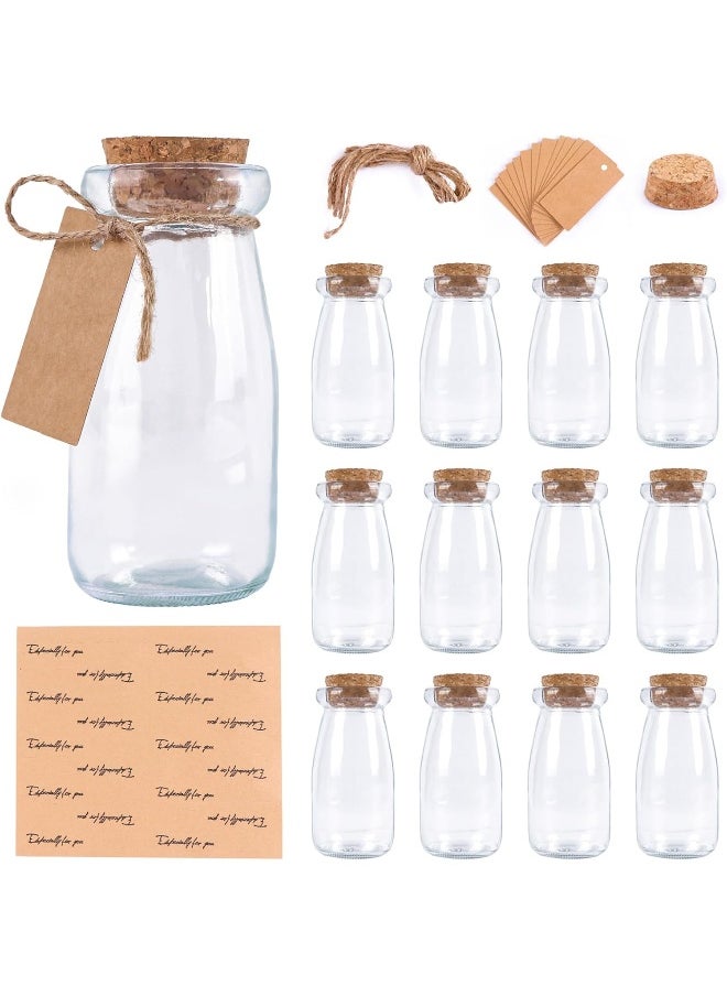 OurWarm OurWarm Small Glass Jars with Cork Lids 3oz, 12PCS Pudding Containers Glass Vials with Wooden Corks Tags and Hemp Ropes, Glass Mason Jars for Weddings Baby Bridal Shower DIY Gifts Crafts Party Favors  - Image 1