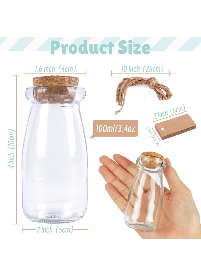 OurWarm OurWarm Small Glass Jars with Cork Lids 3oz, 12PCS Pudding Containers Glass Vials with Wooden Corks Tags and Hemp Ropes, Glass Mason Jars for Weddings Baby Bridal Shower DIY Gifts Crafts Party Favors  - Image 2