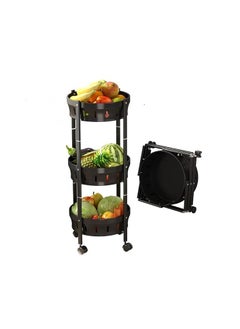 3-Tier Foldable Rolling Basket Organizer with Wheels, Multi-Purpose Kitchen Storage Cart for Fruits, Vegetables, Snacks, and Household Items, Durable Plastic and Rustproof Steel - pzsku/Z80284DA164BF8B3B7741Z/45/_/1709108196/301d5ab4-be07-46fd-a3ca-7a0c78e4ba5c