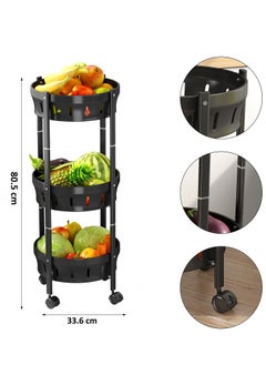 3-Tier Foldable Rolling Basket Organizer with Wheels, Multi-Purpose Kitchen Storage Cart for Fruits, Vegetables, Snacks, and Household Items, Durable Plastic and Rustproof Steel - pzsku/Z80284DA164BF8B3B7741Z/45/_/1709108316/5deef02a-e366-4c56-a844-cae87a2721aa