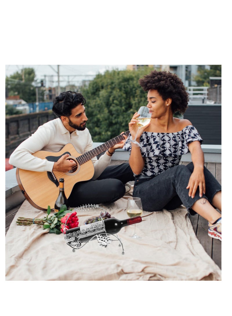 حامل زجاجات النبيذ على الطاولة، حامل زجاجات النبيذ المعدني بتصميم الفراشة، حامل نبيذ قائم بذاته ومخزن زجاجات النبيذ، هدايا النبيذ لزينة بار المنزل والحرف اليدوية - Image 5