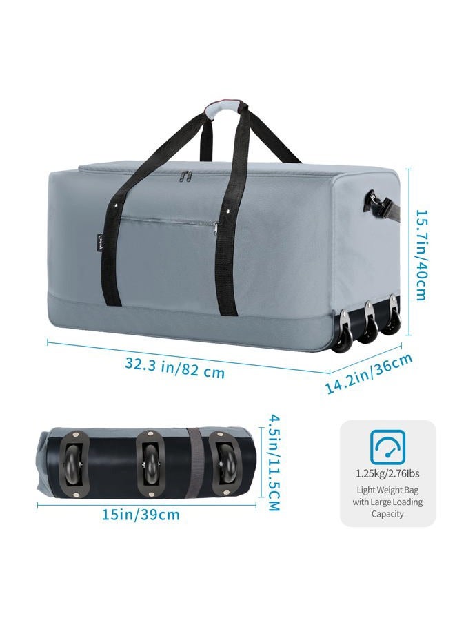Finnhomy 120L Foldable Rolling Duffel Bag with 3 Wheels, Light Weight Travel Duffel bag with Large Loading Capacity, 32 inch Rolling Duffel bag with Shoulder Strap for Travel Camping Sports, Grey - Image 2