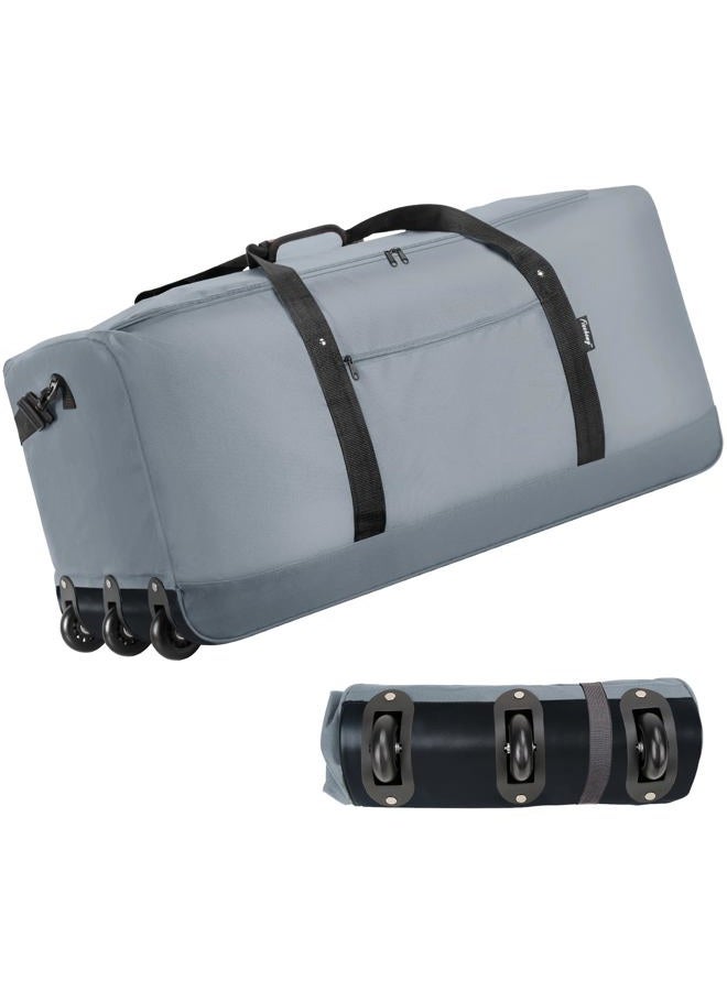 Finnhomy 120L Foldable Rolling Duffel Bag with 3 Wheels, Light Weight Travel Duffel bag with Large Loading Capacity, 32 inch Rolling Duffel bag with Shoulder Strap for Travel Camping Sports, Grey - Image 1