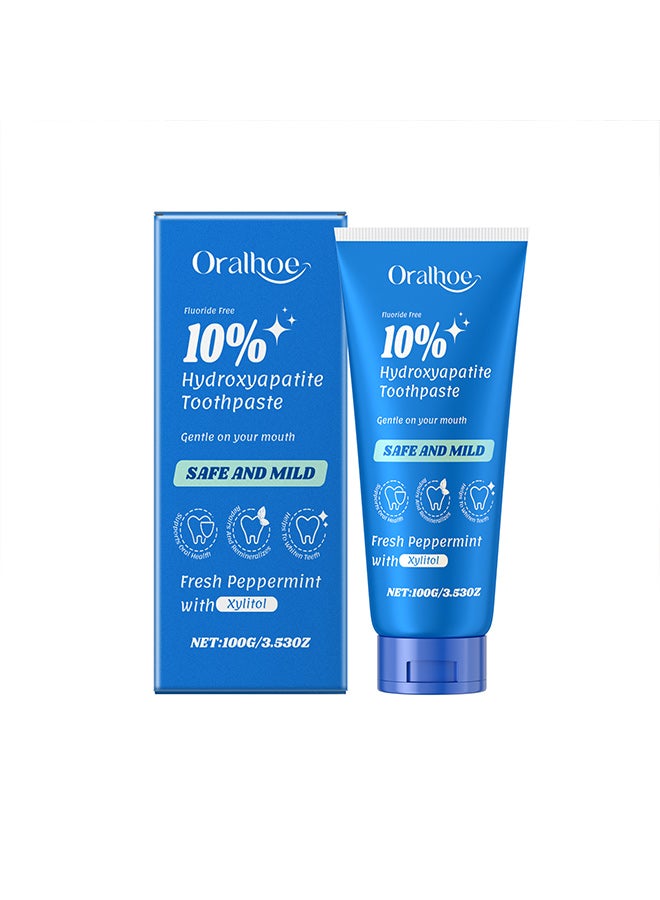 ORALHOE mint toothpaste, rich in hydroxyapatite, sodium lauryl sulfate, hydroxypropyl methylcellulose, sorbitol, menthol, etc., is suitable for cleaning yellow tartar stains, whitening oral odor, and refreshing breath - Image 1