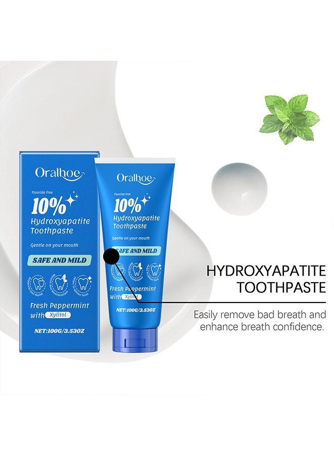 ORALHOE mint toothpaste, rich in hydroxyapatite, sodium lauryl sulfate, hydroxypropyl methylcellulose, sorbitol, menthol, etc., is suitable for cleaning yellow tartar stains, whitening oral odor, and refreshing breath - Image 3
