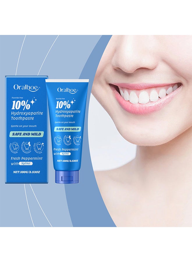 ORALHOE mint toothpaste, rich in hydroxyapatite, sodium lauryl sulfate, hydroxypropyl methylcellulose, sorbitol, menthol, etc., is suitable for cleaning yellow tartar stains, whitening oral odor, and refreshing breath - Image 2