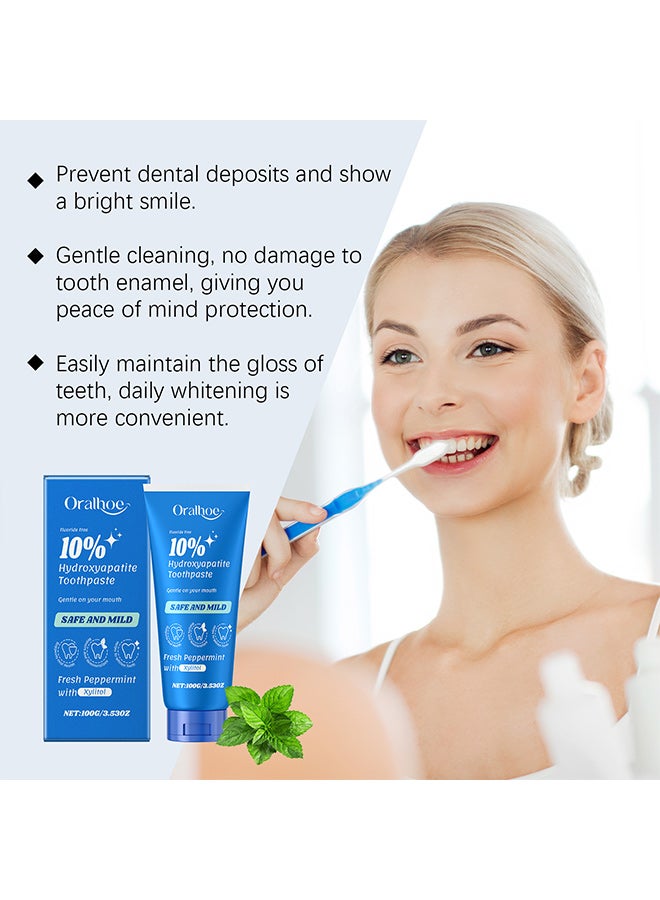 ORALHOE mint toothpaste, rich in hydroxyapatite, sodium lauryl sulfate, hydroxypropyl methylcellulose, sorbitol, menthol, etc., is suitable for cleaning yellow tartar stains, whitening oral odor, and refreshing breath - Image 4