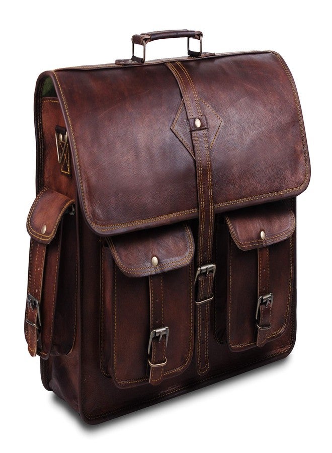 HULSH Vintage Leather Laptop Bag for Men Full Grain Large Leather Messenger bag for men 18 inches with rustic look Brown briefcase (Brown) - Image 5