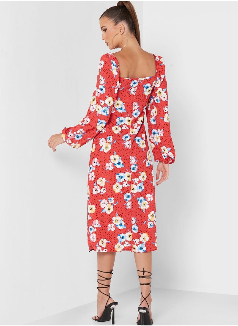 Missguided - Balloon Sleeve Side Split Dress - Image 1