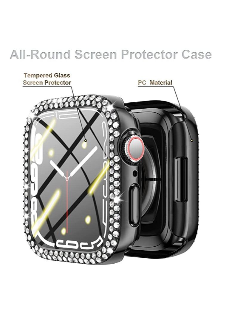 Double-Row Diamond PC Watch Case For Apple Watch Series 7 45mm Clear - Image 1