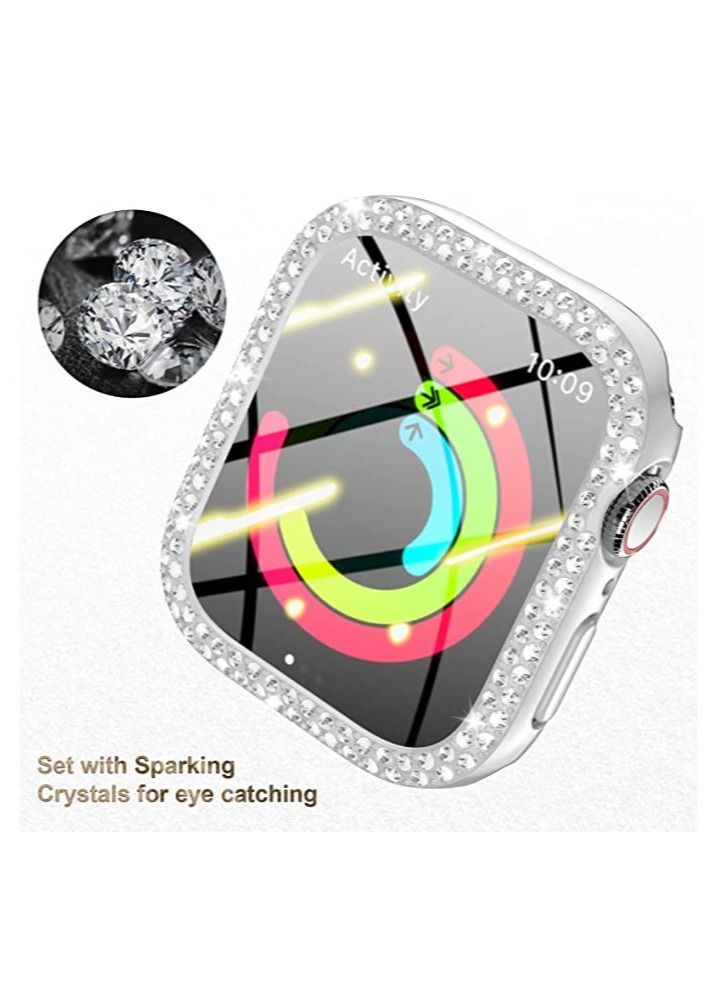 Double-Row Diamond PC Watch Case For Apple Watch Series 7 45mm Clear - Image 3