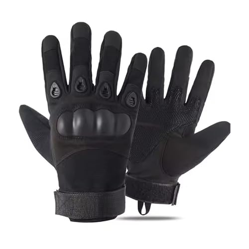 AUTOGUYS FF-1 Full-Finger Bike Riding Gloves TPR Knuckle Protection Tactical Hand Gloves for Bike - Bike Gloves Men Bike Accessories Washable Fabric (Size: XL, Black) - Image 1