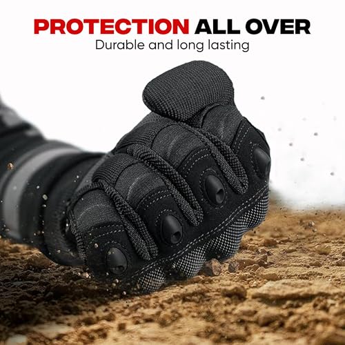 AUTOGUYS FF-1 Full-Finger Bike Riding Gloves TPR Knuckle Protection Tactical Hand Gloves for Bike - Bike Gloves Men Bike Accessories Washable Fabric (Size: XL, Black) - Image 4