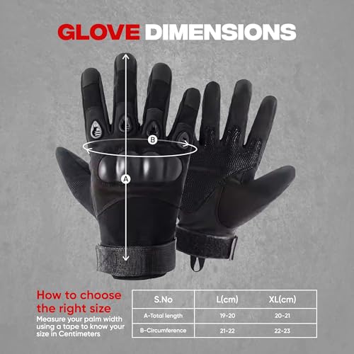 AUTOGUYS FF-1 Full-Finger Bike Riding Gloves TPR Knuckle Protection Tactical Hand Gloves for Bike - Bike Gloves Men Bike Accessories Washable Fabric (Size: XL, Black) - Image 5